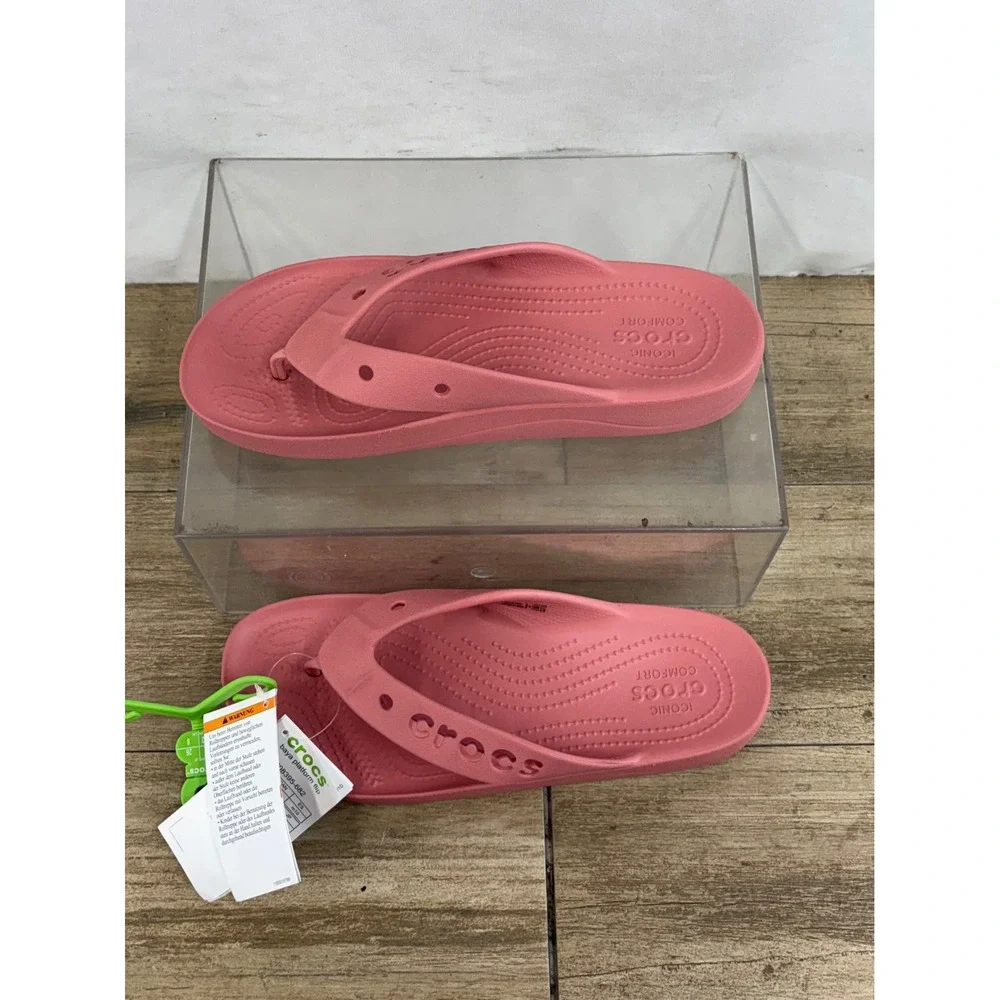 Crocs Kadee II Platform Flip Flops Women's Size 10 Coral Pink Thong Sandals - Picture 3 of 10